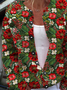 Damen Gestrickt Geblümt Langarm Bequem Retro Strickjacke