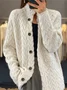 Damen Wolle/Stricken Unifarben Langarm Bequem Lässig Strickjacke
