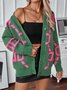 Damen Wolle/Stricken Abstrakt Langarm Bequem Lässig Strickjacke