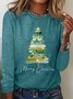 Lässig Weihnachtsbaum Rundhals Langarm T-Shirt