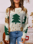 Damen Garn/Wollgarn Weihnachtsbaum Langarm Bequem Lässig Pullover