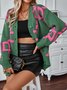 Damen Wolle/Stricken Abstrakt Langarm Bequem Lässig Strickjacke