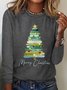 Lässig Weihnachtsbaum Rundhals Langarm T-Shirt