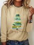 Lässig Weihnachtsbaum Rundhals Langarm T-Shirt