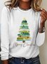 Lässig Weihnachtsbaum Rundhals Langarm T-Shirt