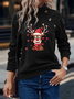 Lässig Mock Neck Weihnachten Elch Sweatshirt Reißverschluss
