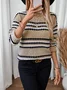 Damen Garn/Wollgarn Gestreift Langarm Bequem Lässig Pullover