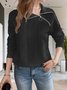 Lässig Schalkragen Unifarben Sweatshirt Reißverschluss