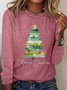 Lässig Weihnachtsbaum Rundhals Langarm T-Shirt