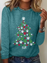 Lässig Weihnachten Rundhals Langarm T-Shirt
