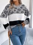 Damen Garn/Wollgarn Gestreift Langarm Bequem Lässig Pullover