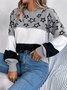 Damen Garn/Wollgarn Gestreift Langarm Bequem Lässig Pullover