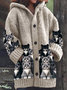 Damen Wolle/Stricken Katze Langarm Bequem Lässig Strickjacke