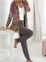 Damen Geometrisch Kapuze Langarm Bequem Lässig Bluse mit Hose Zweiteiliges Set