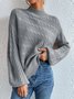 Damen Wolle/Stricken Unifarben Langarm Bequem Lässig Pullover