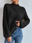 Damen Wolle/Stricken Unifarben Langarm Bequem Lässig Pullover
