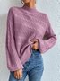 Damen Wolle/Stricken Unifarben Langarm Bequem Lässig Pullover