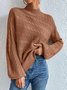 Damen Wolle/Stricken Unifarben Langarm Bequem Lässig Pullover