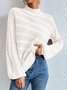 Damen Wolle/Stricken Unifarben Langarm Bequem Lässig Pullover