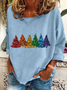 Lässig Rundhals Weihnachten Sweatshirt