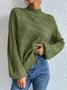 Damen Wolle/Stricken Unifarben Langarm Bequem Lässig Pullover
