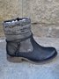 Retro Unifarben Reißverschluss Blockabsatz Klassische Stiefel