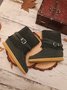Retro Unifarben Slip On Flach Klassische Stiefel