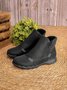 Retro Unifarben Reißverschluss Flach Klassische Stiefel