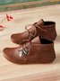 Böhmisch Unifarben Schnürung Flach Mokassin-Stiefel Perlen