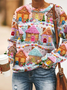 Lässig Rundhals Weihnachten Sweatshirt Reißverschluss