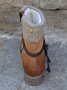 Retro Unifarben Reißverschluss Blockabsatz Klassische Stiefel