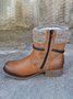 Retro Unifarben Reißverschluss Blockabsatz Klassische Stiefel