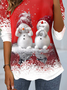 Lässig Weihnachtsschneemann Rundhals Langarm T-Shirt