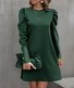 Damen Unifarben Rundhals Langarm Bequem Lässig Midikleid