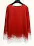 Rundhals Langarm Weihnachten Regelmäßig Mikroelastizität Weit Bluse für Damen