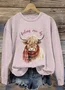Lässig Rundhals Tier Sweatshirt