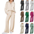 Damen Unifarben Zweiteiliges Set Täglich Langarm Lässig Frühling/Herbst Bluse mit Hose Matching Set