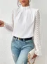 Lässig Unifarben Mock Neck Langarm T-Shirt
