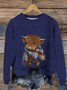 Damen Gestrickt 3d Drucken Langarm Bequem Lässig Pullover