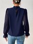 Lässig Unifarben Mock Neck Langarm T-Shirt