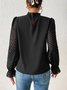 Lässig Unifarben Mock Neck Langarm T-Shirt