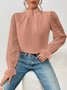 Lässig Unifarben Mock Neck Langarm T-Shirt