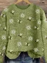 Damen Gestrickt Tier Langarm Bequem Lässig Pullover