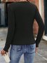 Lässig Unifarben V-Ausschnitt Langarm T-Shirt