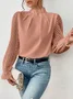 Lässig Unifarben Mock Neck Langarm T-Shirt