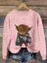 Damen Gestrickt 3d Drucken Langarm Bequem Lässig Pullover