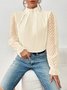 Lässig Unifarben Mock Neck Langarm T-Shirt