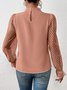 Lässig Unifarben Mock Neck Langarm T-Shirt