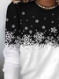 Lässig Schneeflocke Rundhals Langarm T-Shirt
