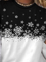 Lässig Schneeflocke Rundhals Langarm T-Shirt